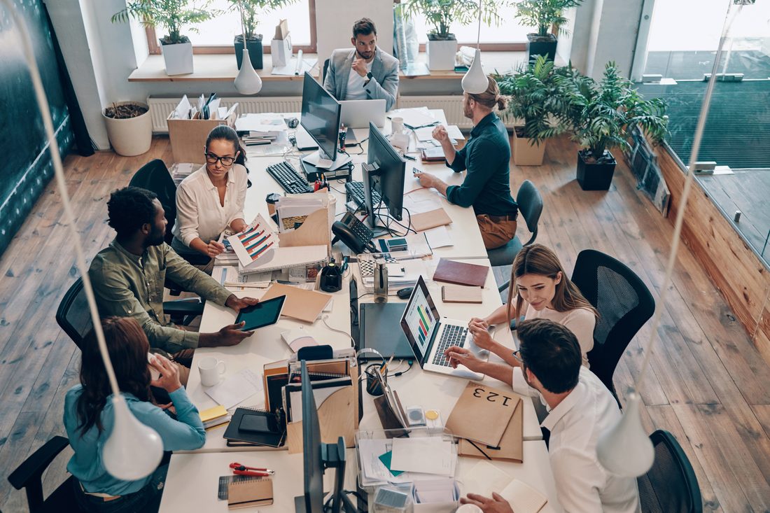 A team at work around a shared table